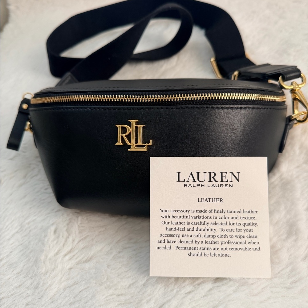 Lauren Ralph Lauren Black Crossbody Bag with Gold Accents